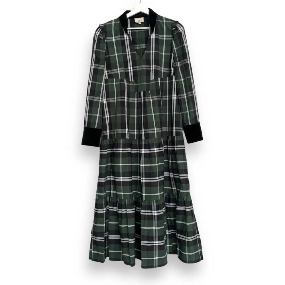 Elegant Green Plaid Dress - Picture 5 of 16